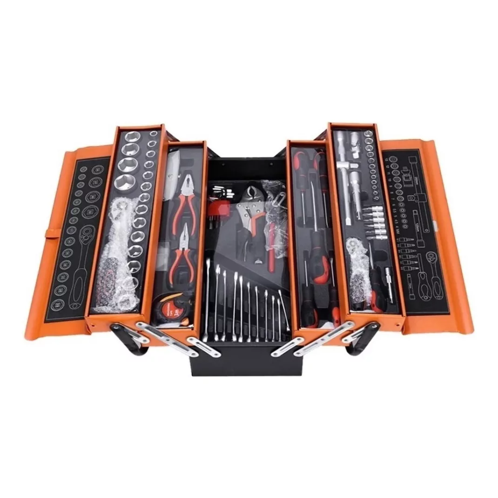 Caja de Herramientas Metálica 85 Piezas — 5 Niveles | Set Profesional Mecánica Automotriz e Industrial