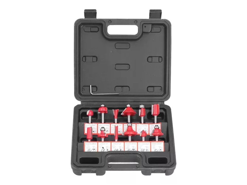 Set 15 Fresas para Router Toma 1/4" — Acero de Tungsteno con Maletín | Carpintería