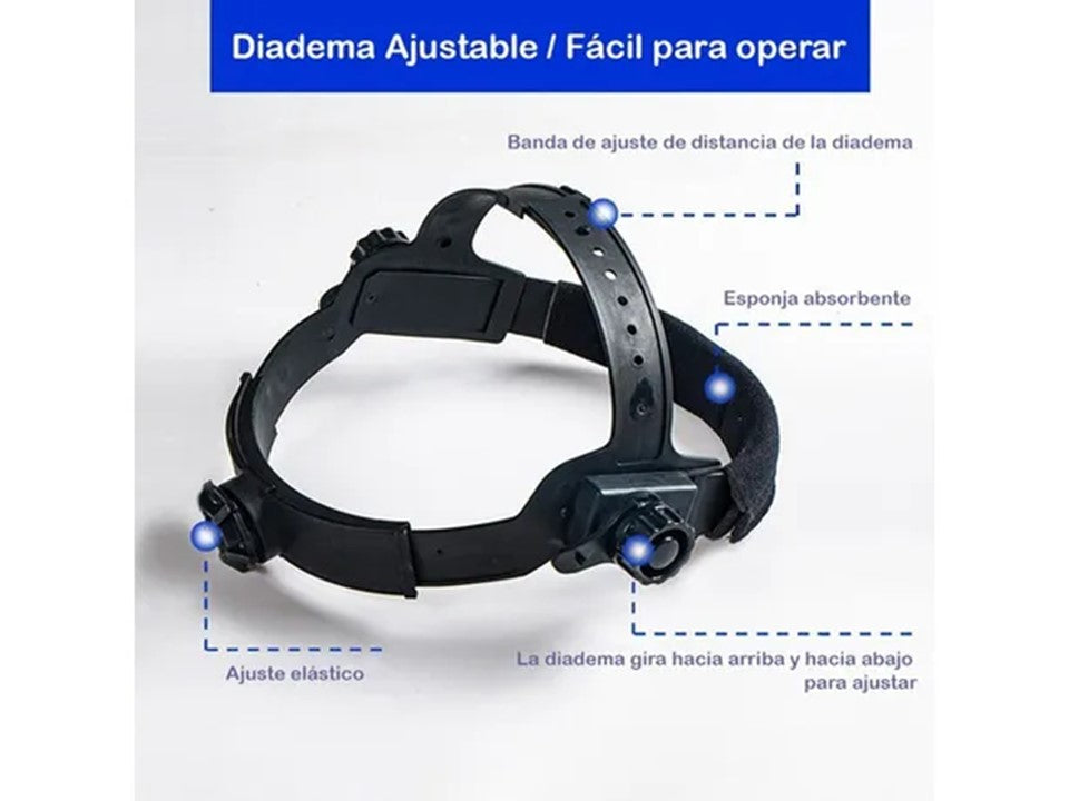 Careta de Soldar Fotosensible Negra — Pantalla Amplia, Auto-Oscurecimiento DIN 9-13 | Cinta Acolchada