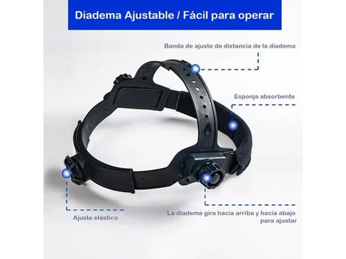 Careta de Soldar Fotosensible Negra — Pantalla Amplia, Auto-Oscurecimiento DIN 9-13 | Cinta Acolchada