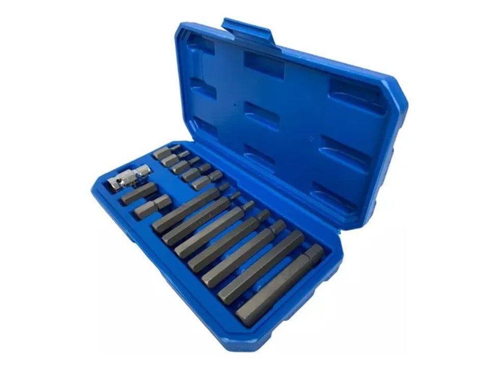 Set 15 Puntas Hexagonales 4-12mm Cromo-Vanadio — Cortas y Largas con Adaptador
