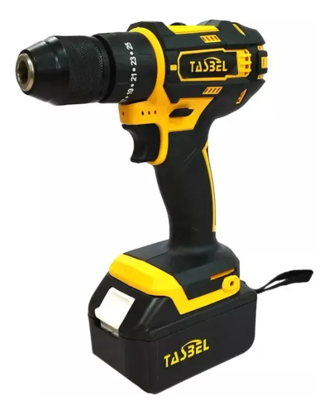Set 4 Herramientas Inalámbricas Tasbel 98V — Taladro, Esmeril, Rotomartillo y Llave de Impacto | 2 Baterías + Maletín