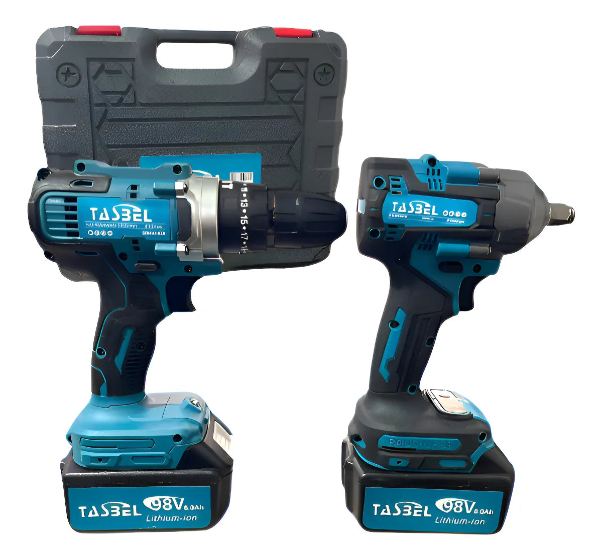 Combo Llave de Impacto + Taladro Atornillador Inalámbrico 98V Tasbel Brushless | 330 N·m + Accesorios