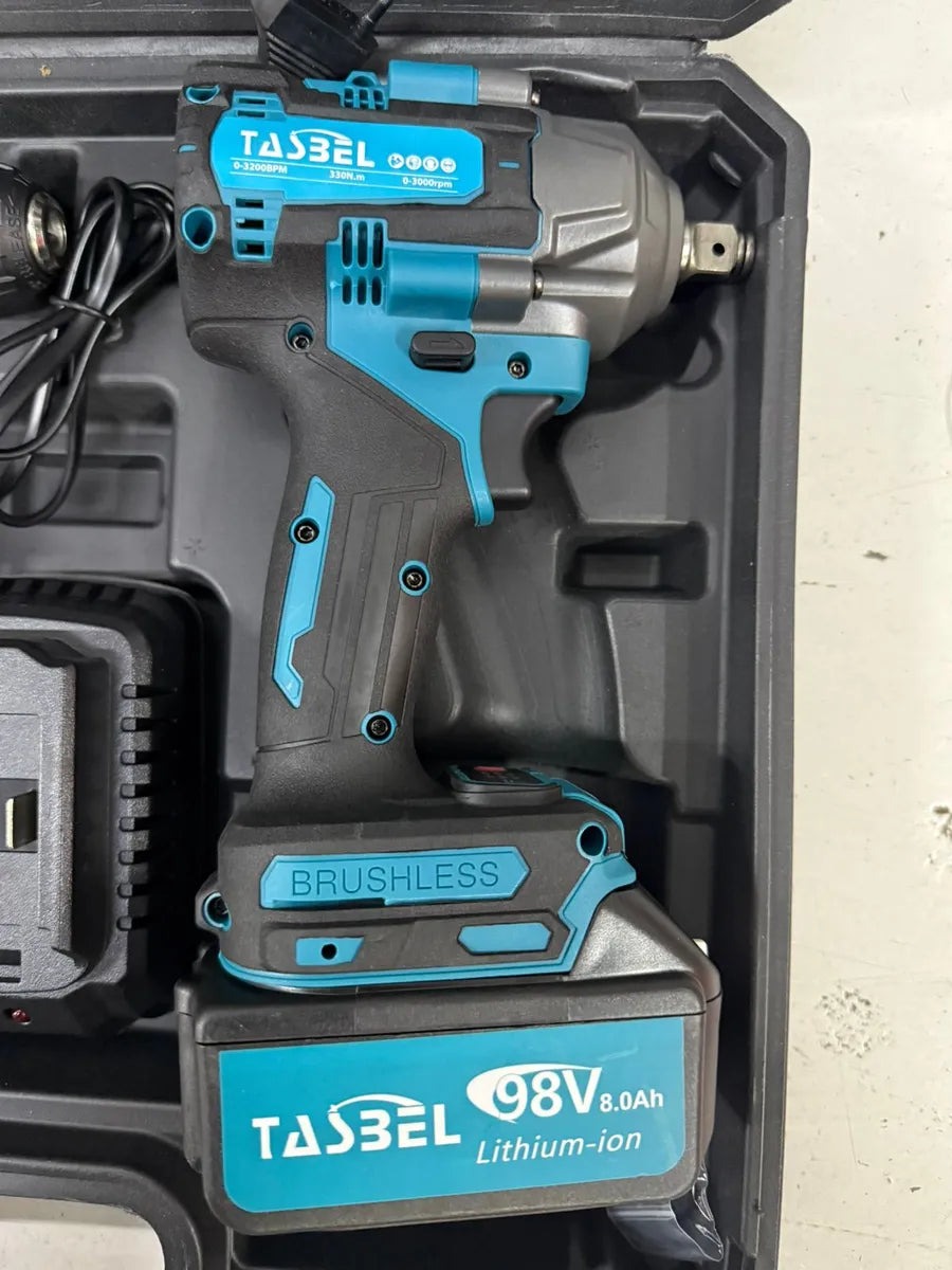 Combo Llave de Impacto + Taladro Atornillador Inalámbrico 98V Tasbel Brushless | 330 N·m + Accesorios