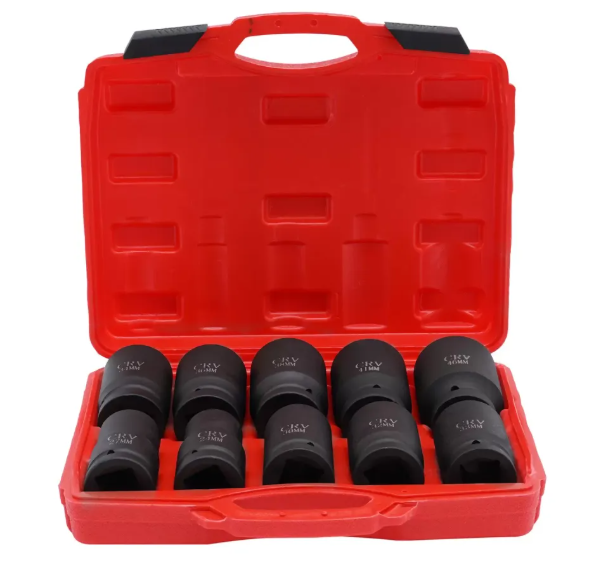 Juego de Vasos de Impacto 1/2" — 10 Piezas 22 a 41mm | Acero 45 para Mecánica Pesada