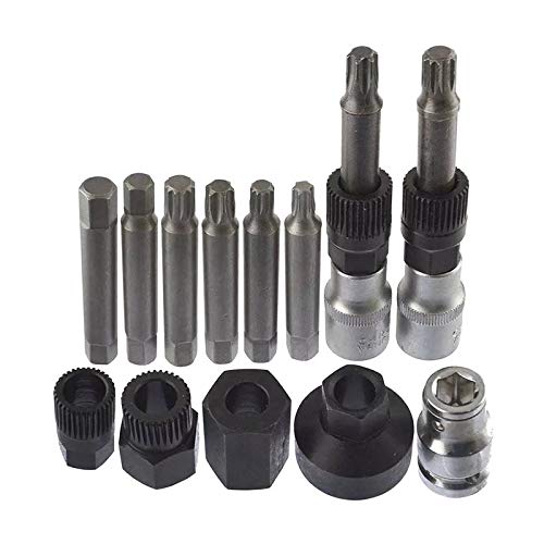 Set Extractor de Poleas de Alternador 13 Piezas — Bits Cuña y Estrella | Acero al Carbono con Maletín