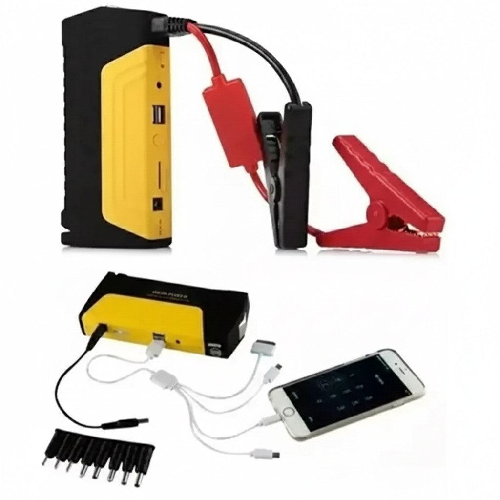 Partidor de Batería Multifuncional — Arranca tu Auto, Infla y Carga | Power Bank 600A con Compresor y Linterna