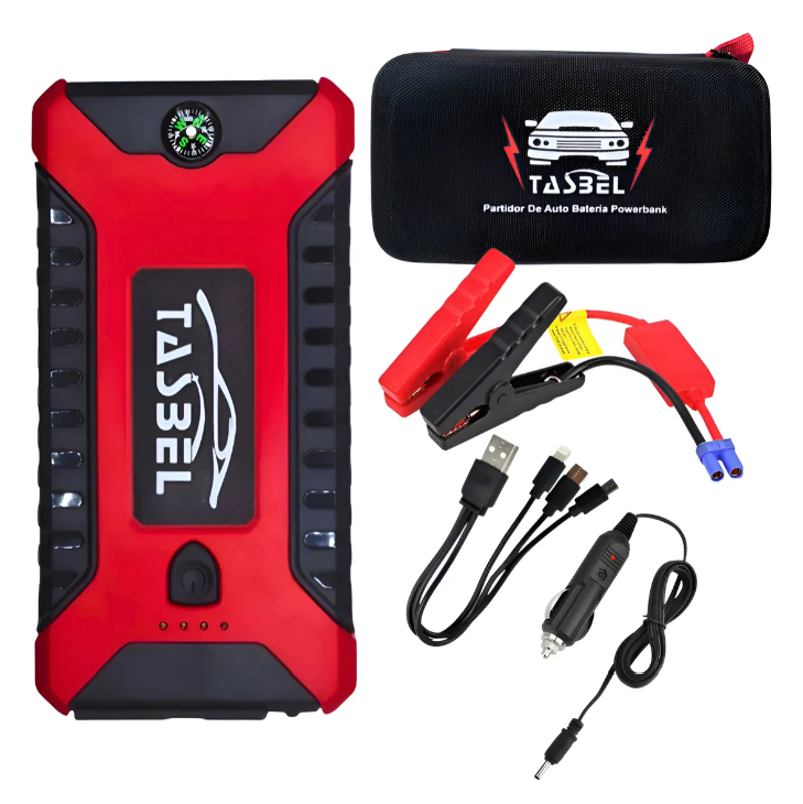 Partidor de Auto + Power Bank 68.800mAh — Arranque 1000A, Linterna y Brújula | Rescate en Carretera