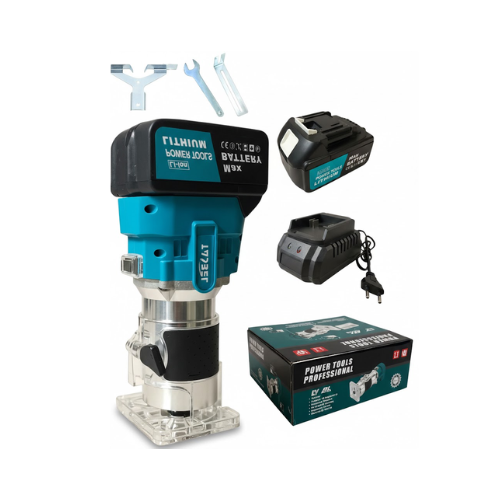 Fresadora de Madera Inalámbrica Tasbel Brushless — 6 Velocidades 10.000-30.000 rpm | Acabados de Carpintero