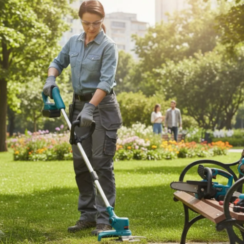 Set Jardín Inalámbrico 3 en 1 Tasbel 98V — Cortadora de Pasto, Mini Sierra y Tijera | 2 Baterías