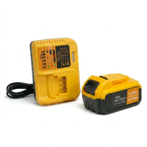 Kit Batería Litio + Cargador Tasbel Amarillo — Energía de Repuesto para tus Herramientas